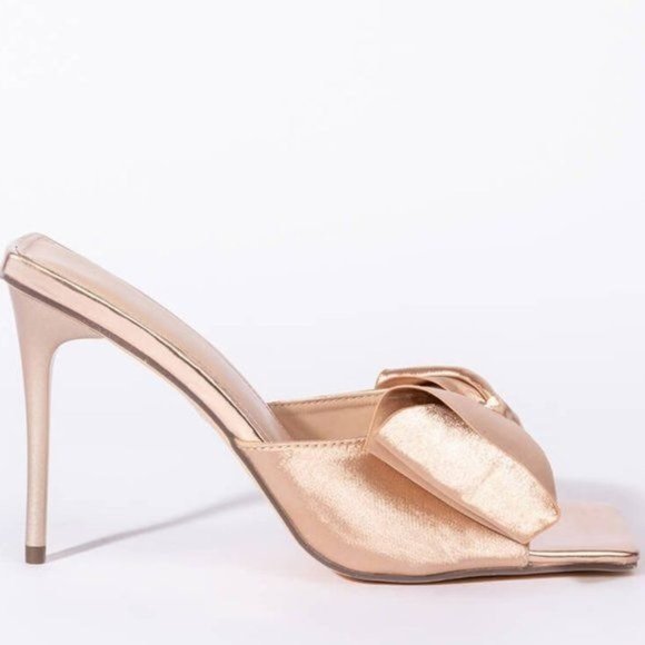Elena Black Bow Heels – Satin Slip-On Mules | SHUSHOP Elaine In Love: Satin Bow Black Mule Stiletto Sandal 8 8.5